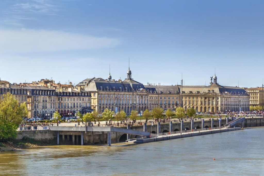 Historic Bordeaux waterfront buildings along the Garonne River
